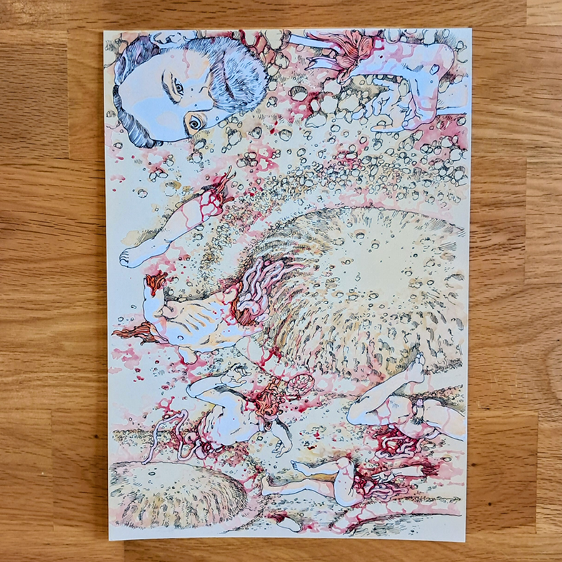 Shintaro Kago original painting : Alfred Nobel ( artwork from icons vol.2 )