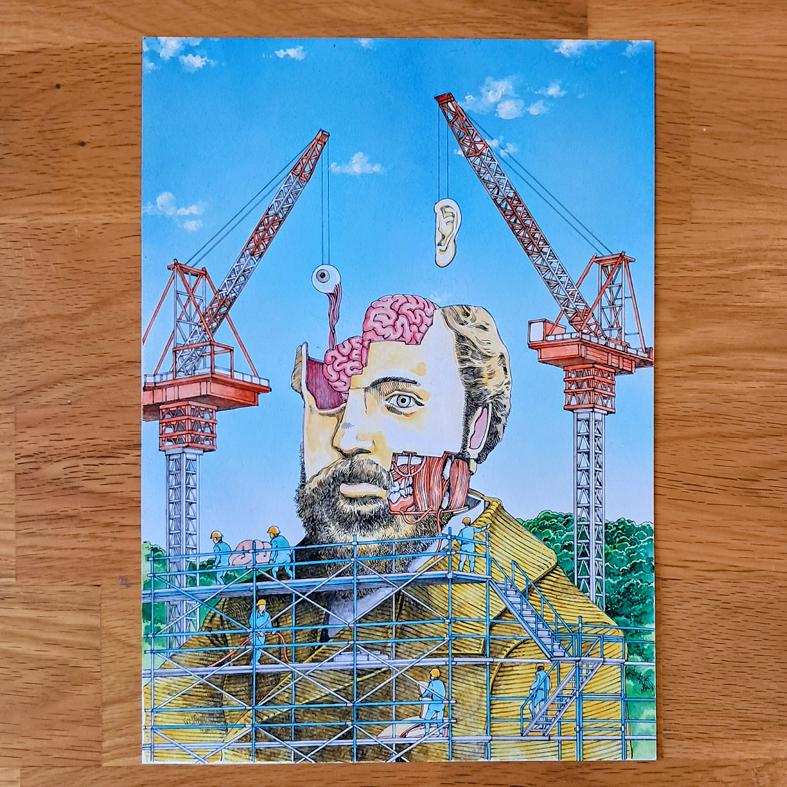Shintaro Kago original painting : Antoni Gaudí ( artwork from icons vol.2 )