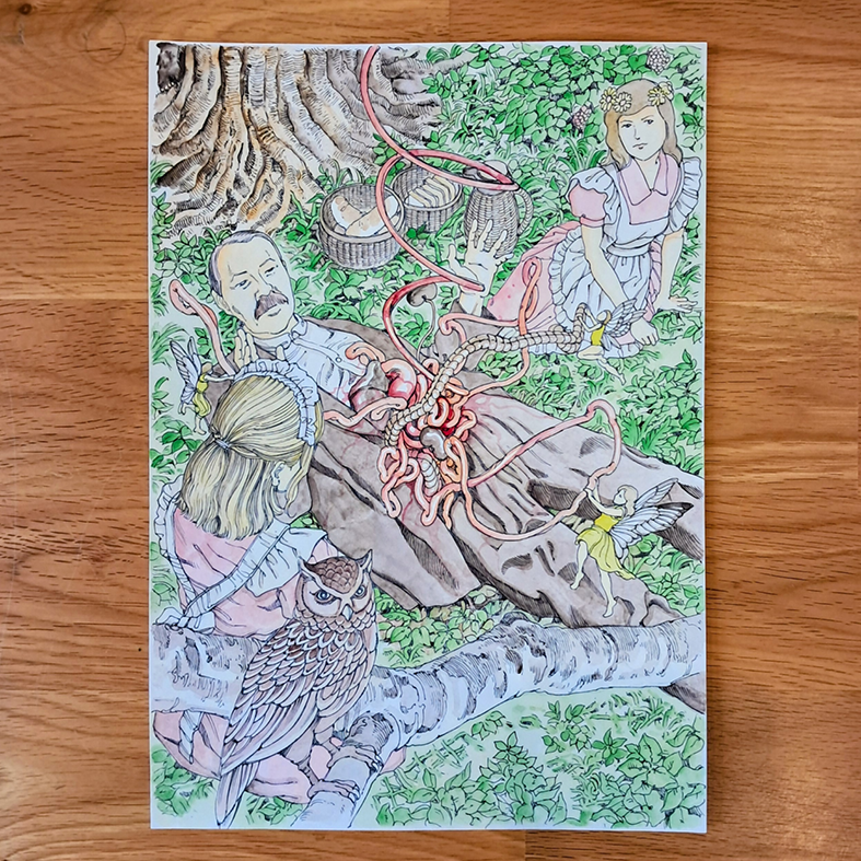Shintaro Kago original painting : Arthur Conan Doyle ( artwork from icons vol.2 )