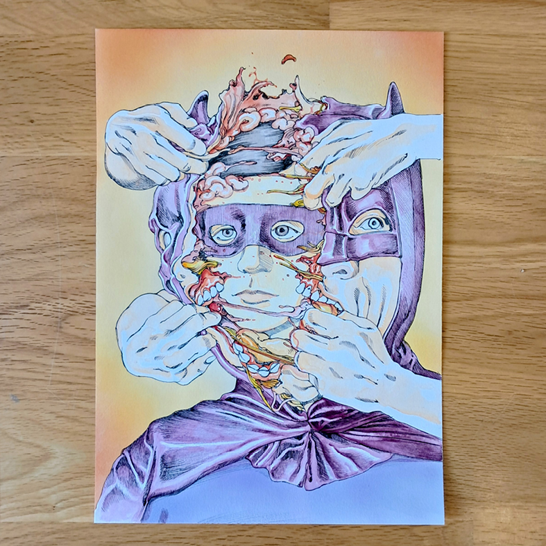 Shintaro Kago original painting : Batman ( artwork from icons vol.2 )