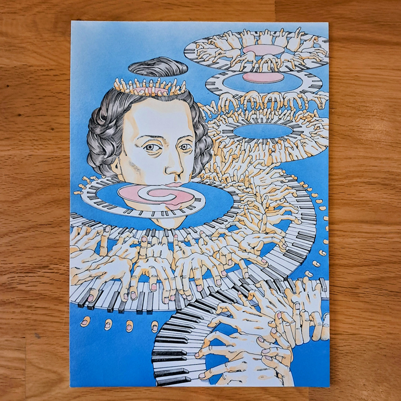 Shintaro Kago original painting : Frederic Chopin ( artwork from icons vol.2 )