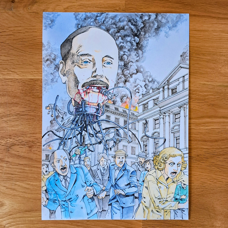 Shintaro Kago original painting : H.G WELLS - War of the worlds ( artwork from icons vol.2 )
