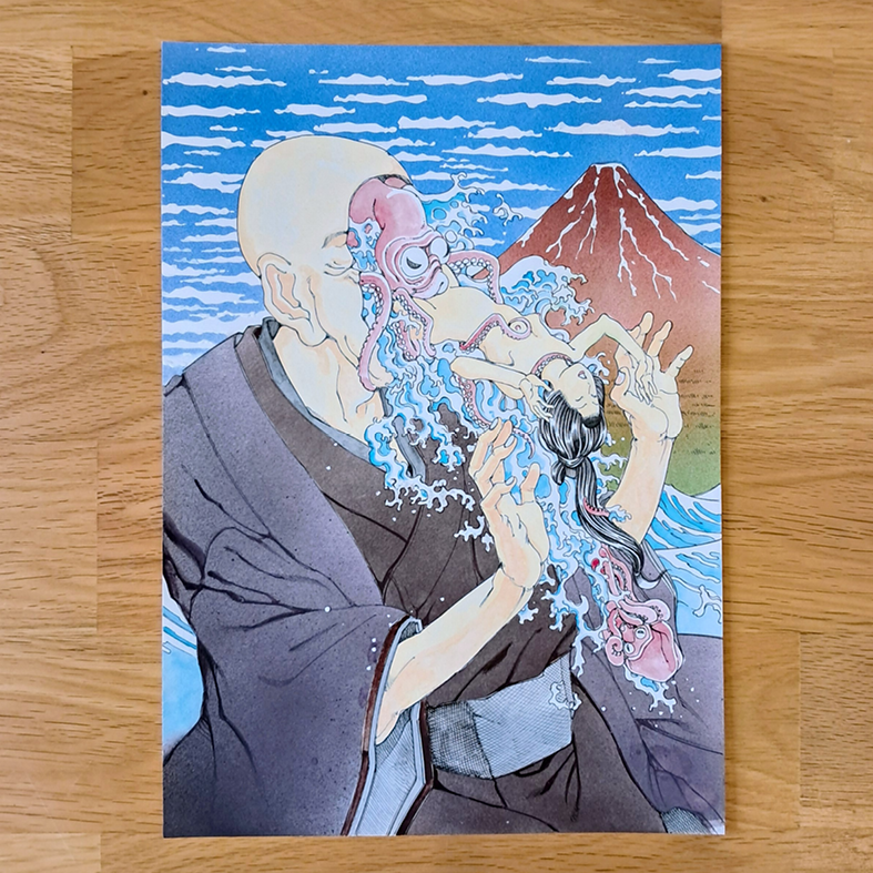 Shintaro Kago original painting : Katsushika Hokusai ( artwork from icons vol.2 )