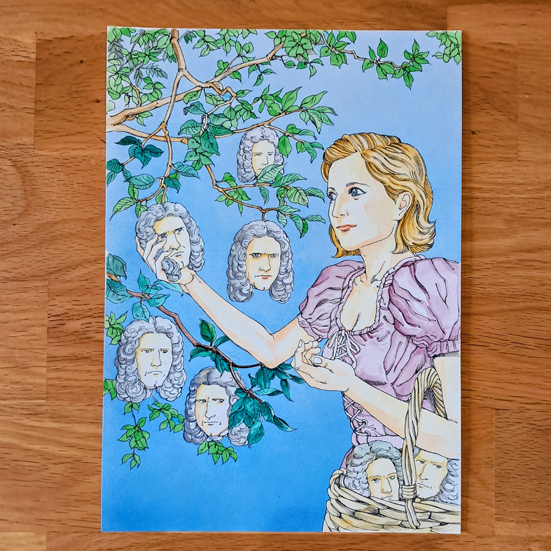 Shintaro Kago original painting : Isaac Newton ( artwork from icons vol.2 )