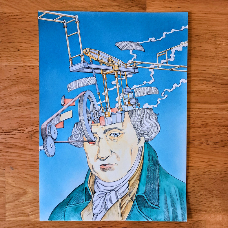 Shintaro Kago original painting : James Watt ( artwork from icons vol.2 )
