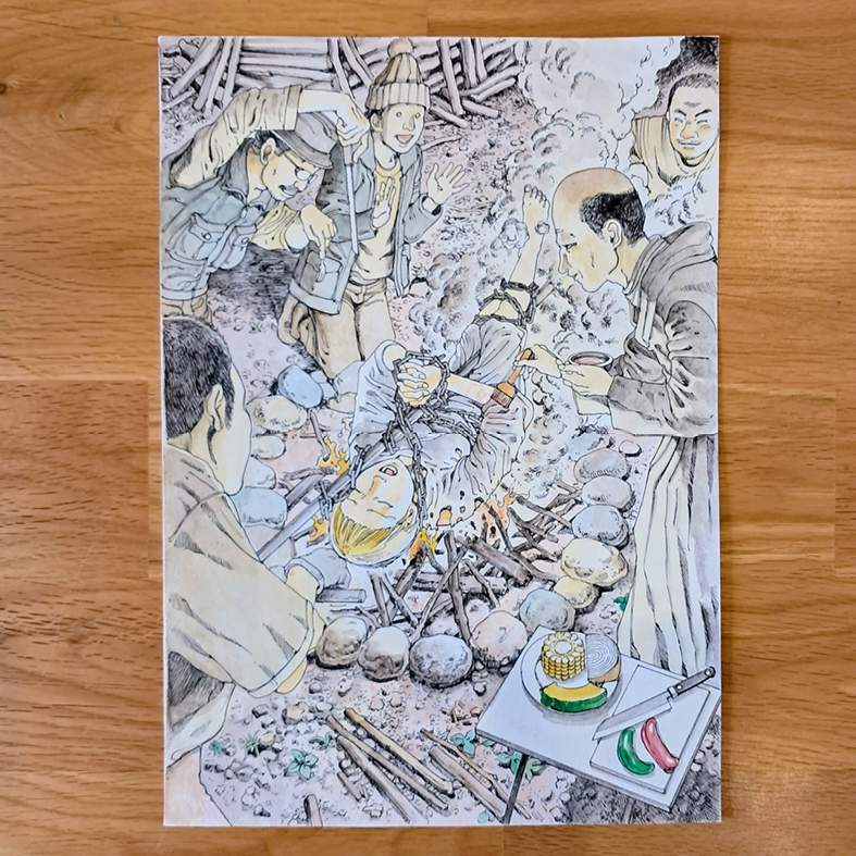Shintaro Kago original painting : Joan of Arc ( artwork from icons vol.2 )