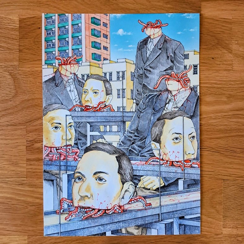 Shintaro Kago original painting : Lovecraft ( artwork from icons vol.2 )