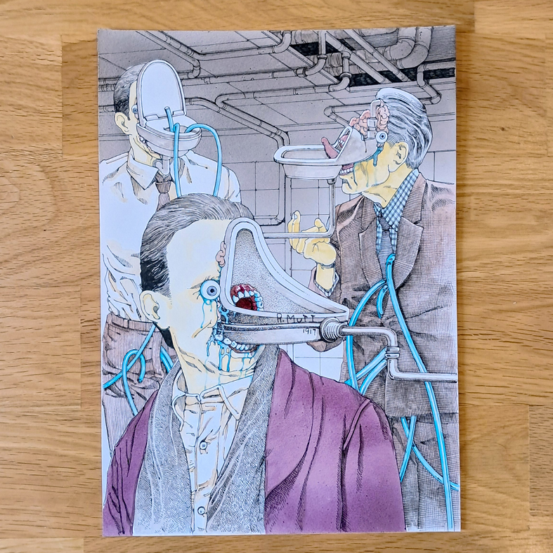 Shintaro Kago original painting : Marcel Duchamp( artwork from icons vol.2 )