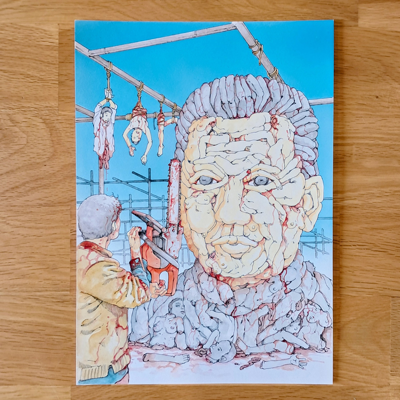 Shintaro Kago original painting : Pol Pot ( artwork from icons vol.2 )