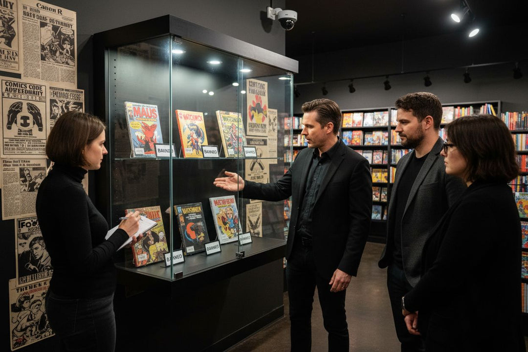 banned comics display