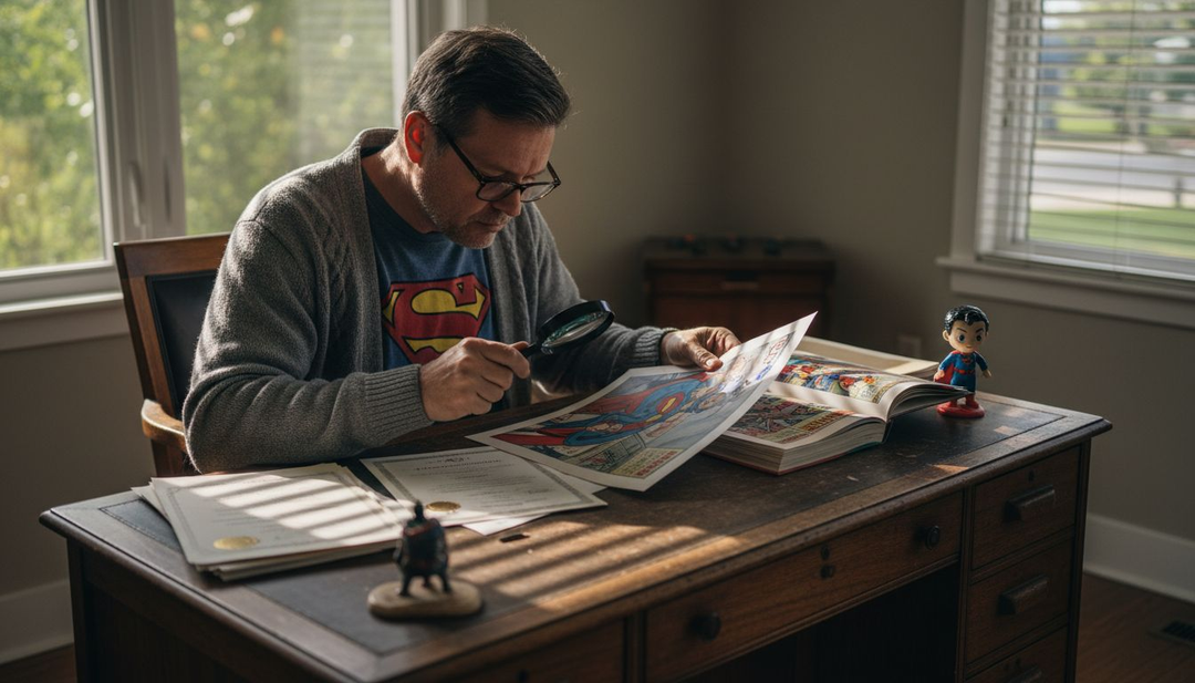 Collector authenticating Superman limited edition print