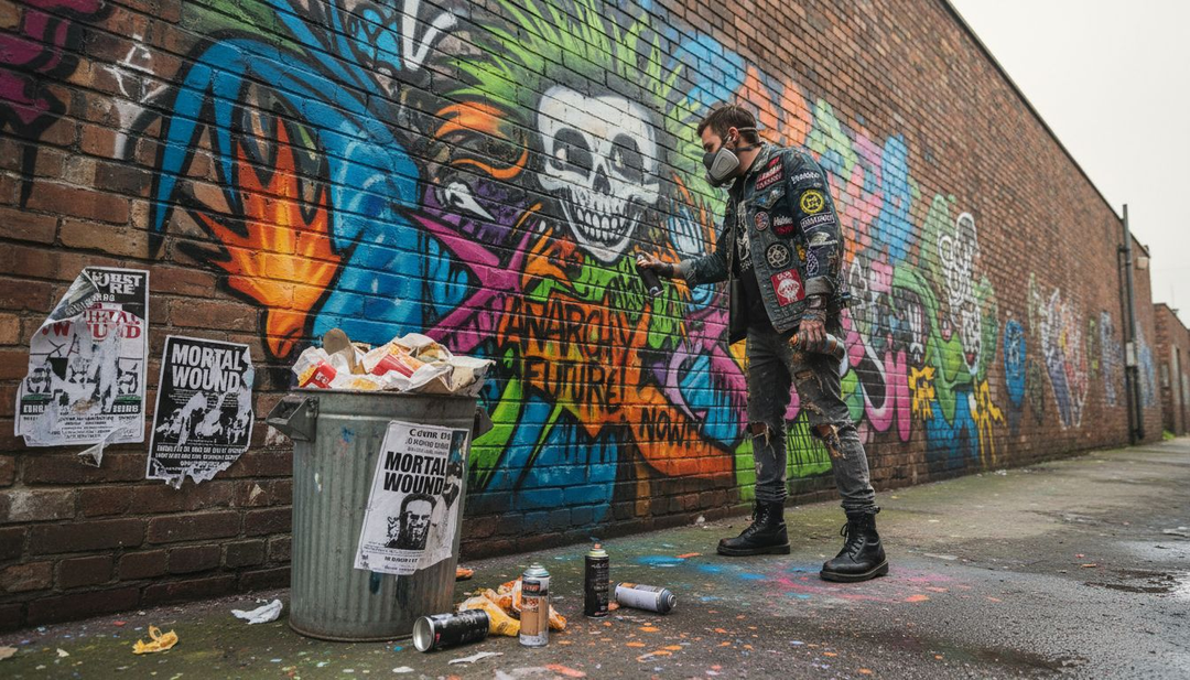 Artist paints punk mural in gritty alley
