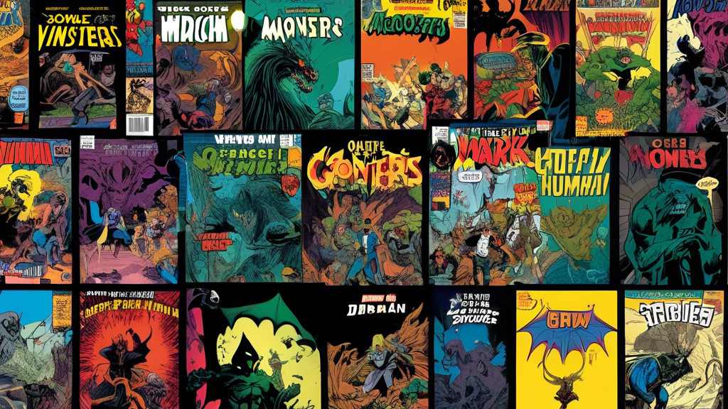 A collage of various comic book covers featuring monsters and dramatic, dark artwork, reflecting themes that both captivate and repel readers.