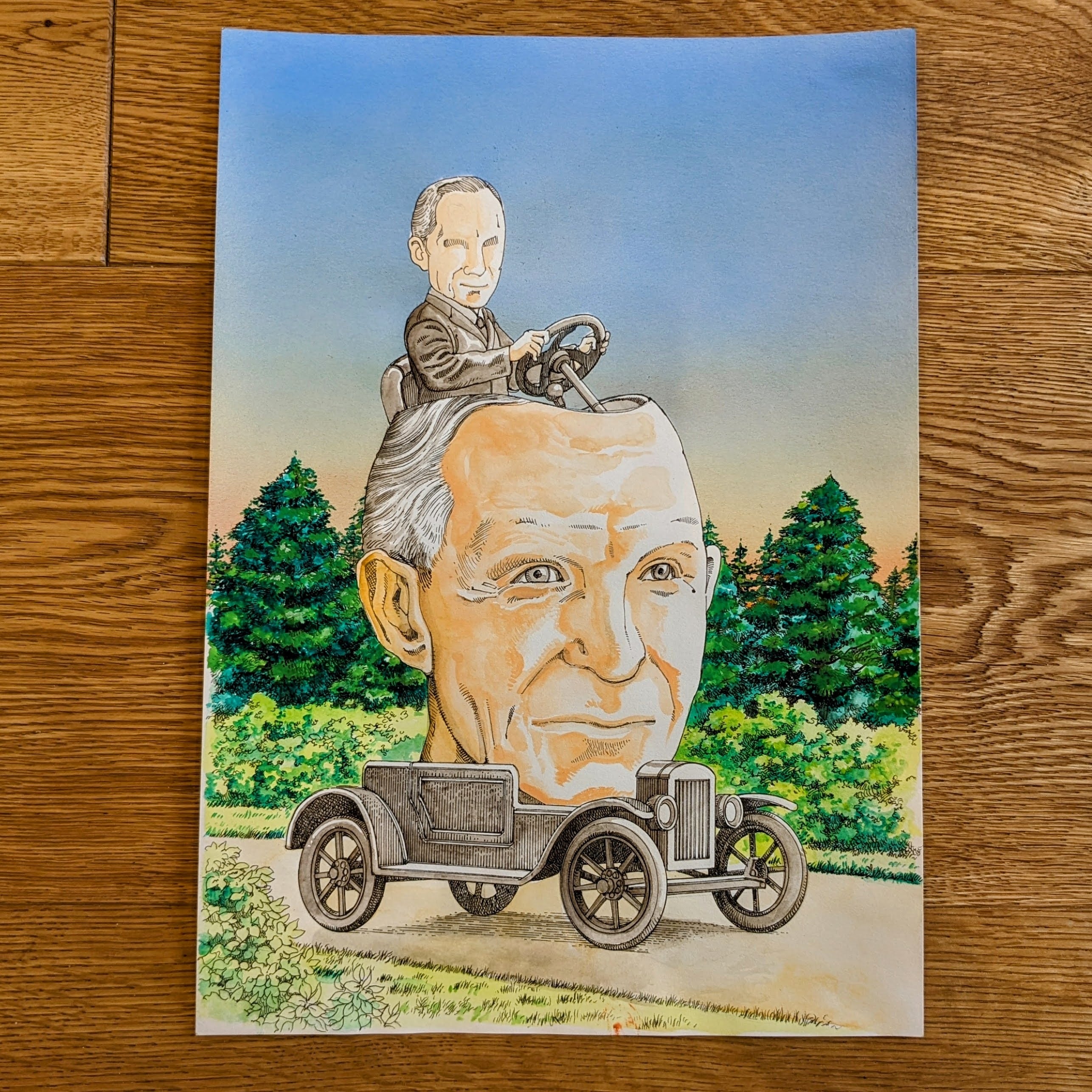 Shintaro Kago original painting : Henry Ford ( artwork from icons vol.1 )