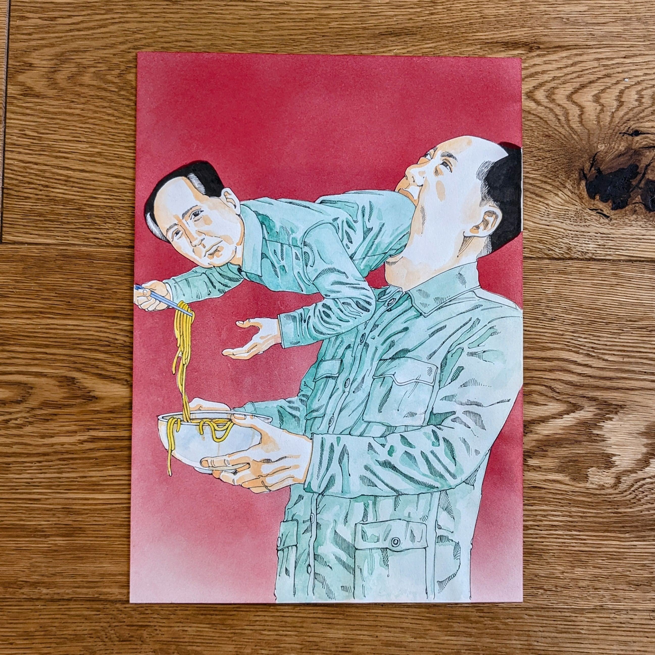 Shintaro Kago original painting : Mao Zedong ( artwork from icons vol.1 )