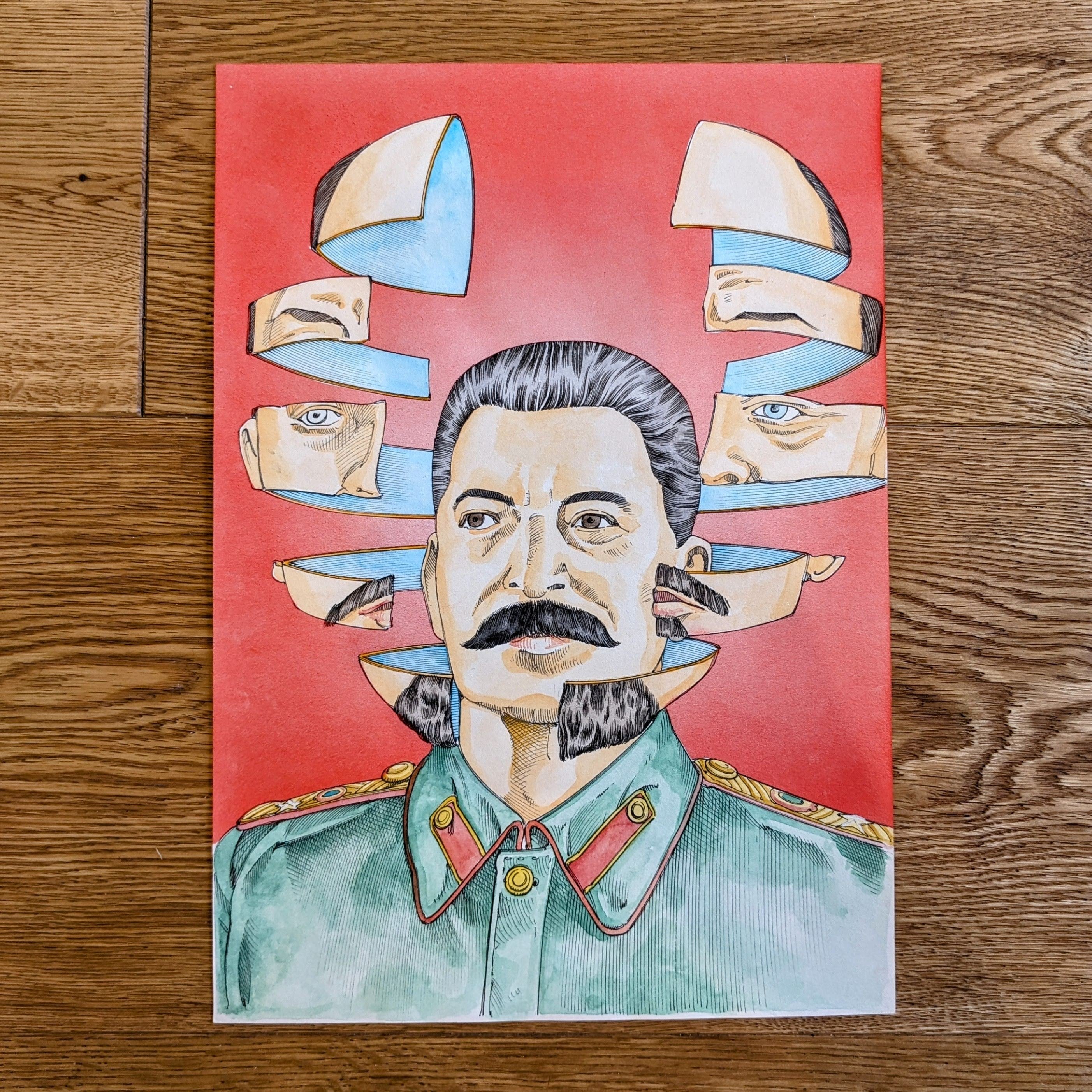 Shintaro Kago original painting : Joseph Stalin ( artwork from icons vol.1 )